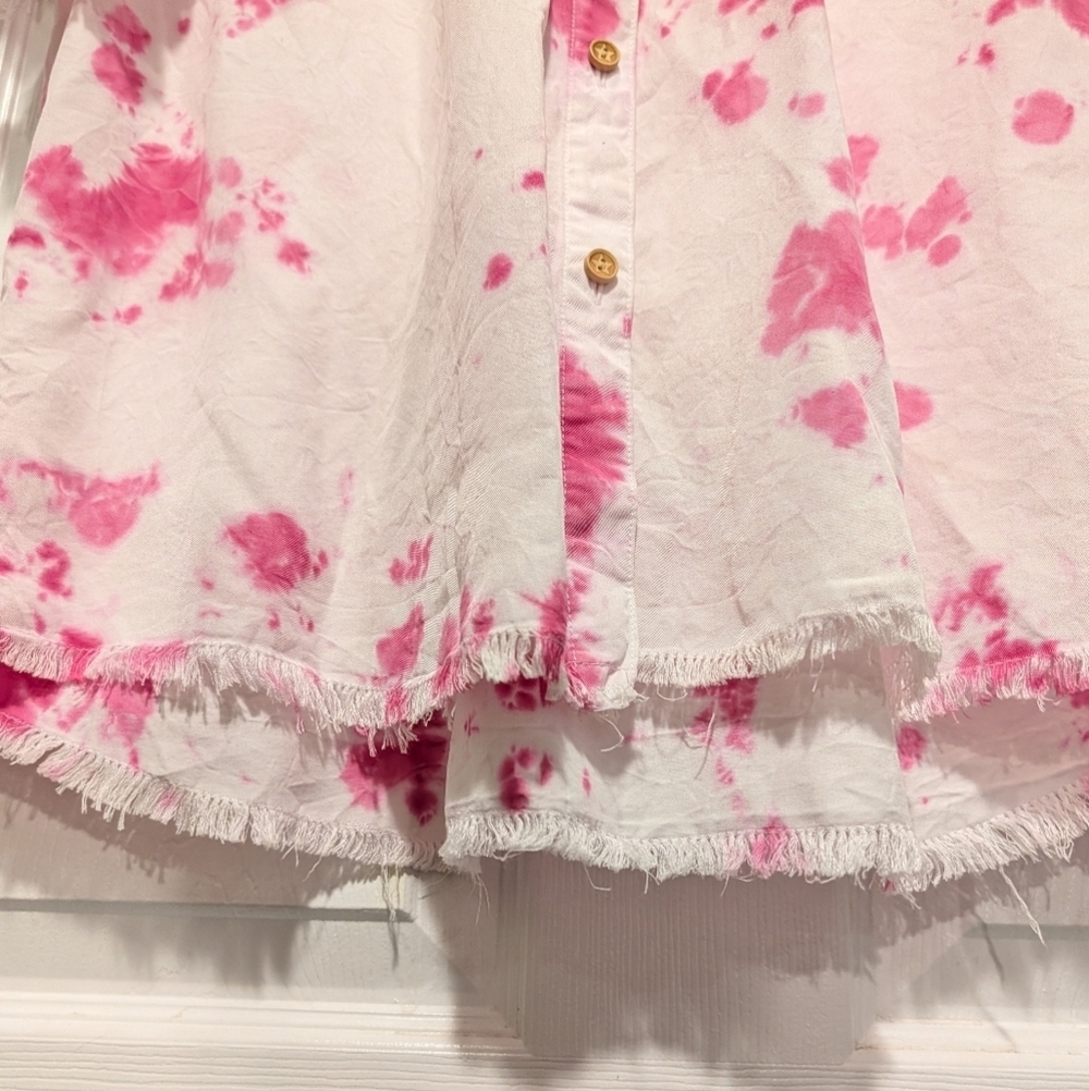 White Birch Tie Dye Button Down Shirt Pink White Medium - Picture 15 of 15